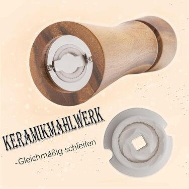 Набір для перцю та солі з акціїї, 2 шт. - Мельниця дерев'яна, 22 см, подарункова коробка, керамічний механізм