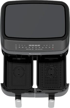 Аерофритюрниця TurboTronic Doppel XXL 9л (2х4.5л) з цифровим керуванням, сіра - фритюрниця без олії, 12 програм