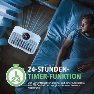 Електричний осушувач повітря Homtronics з гофрованим шлангом 1м, інтел. контроль вологості, 3 режими, таймер 24г, для підвалу, ванної, спальні