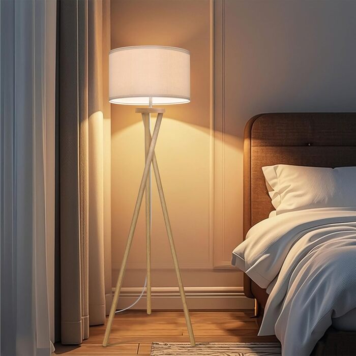 Стійка лампа BBHome для вітальні, спальні, офісу: дерев'яний каркас, LED E27 9W, сучасний дизайн