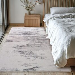 Килим Safunion для вітальні: великий сучасний абстрактний килим з коротким ворсом, м'який килим для спальні (абстрактний, слонова кістка/багатобарвний, 80 x 120 см)