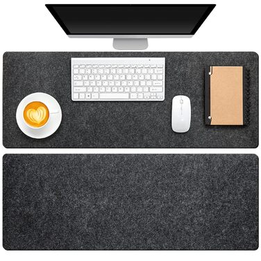 Килимок для миші та клавіатури Panelee 80x30 см, повстяний, антиковзкий, сірий. Захисний килимок для столу в офіс/дім