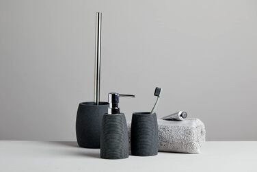 Набір для туалету WENKO Goa: тримач щітки з важкого полірезину та щітка з змінним насадком, сірий, 11,8 x 38,5 см