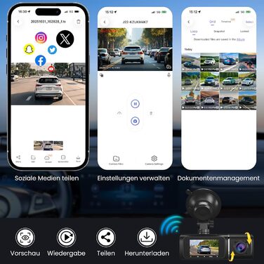 Автомобільний відеореєстратор 4K + 1080P з передньою та задньою камерами, 64GB SD карта, 5GHz WiFi, 1.97
