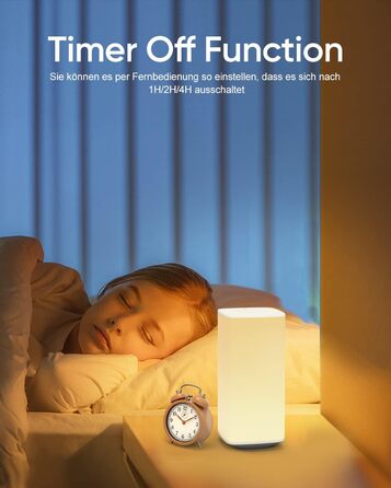 Нічна лампа торшера Touch Dimmable, з пультом дистанційного керування LED, на батарейках, 256 кольорів, 3 режими, нічник, для дітей, створення атмосфери, настільна лампа, таймер для спальні, вітальні, біла