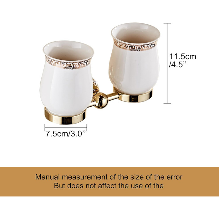 Golden Bathroom Toothbrush Holder, Gold Crystals, Bathroom Hardware (Double Toothbrush holder, Bright Gold)