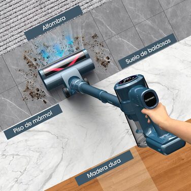 Бездротовий пилосос з HEPA-фільтром, 120 000 об/хв, до 50 хв роботи від акумулятора, LED-дисплей, антизаплутана щітка, 400W