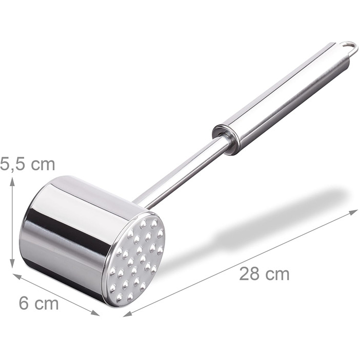 Relaxdays Fleischklopfer: двосторонній молоток для м'яса, 28 см, нержавіюча сталь