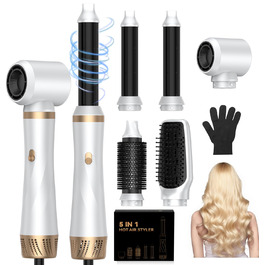 Airstyler 5 в 1: Фен-щітка, плойка, термощітка, для об'єму, випрямлення та локонів. 1000W, 3 температурні режими. Рожевий/Білий