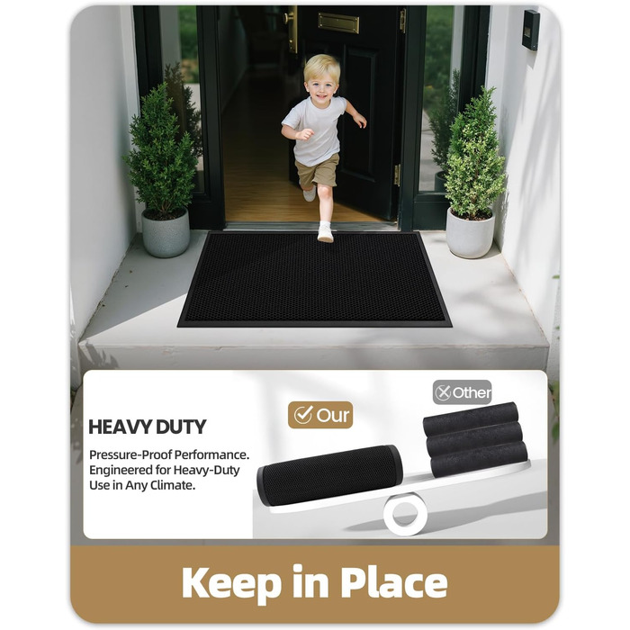 Килимок для дому та вулиці COLOR&GEOMETRY 43x76 см, сірий, антиковзаючий, легко миється