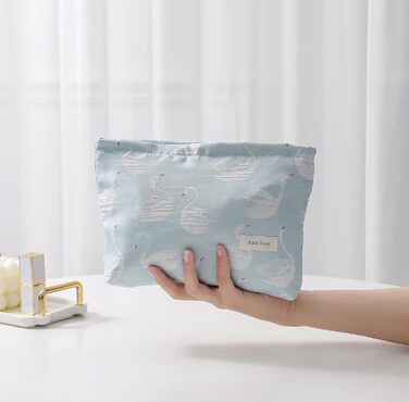 Косметичка для макіяжу 2 шт. Органайзер для косметики для дівчат та жінок. Підходить для подорожей та як подарунок. Колір: блакитний, з лебедем