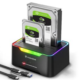 Док-станція для жорстких дисків POSUGEAR RGB USB 3.0, Dual Bay для SATA HDD/SSD 2.5