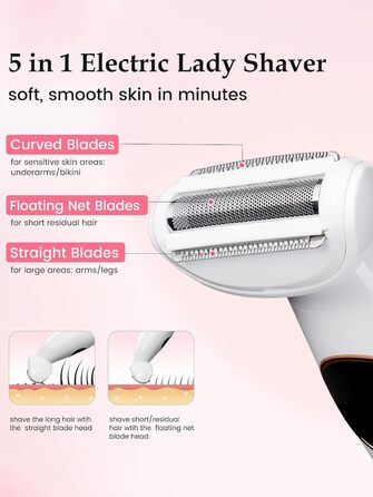Електричний жіночий епілятор Deciniee Lady Shavers 5-в-1: для бікіні, обличчя, носа, брів, рук та ніг. Зручний для вологого та сухого використання.