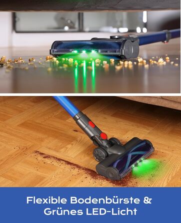 Бездротовий акумуляторний пилосос Ivormentico 50 хв / 40 кПа / 450 Вт з LED, для видалення шерсті тварин, темно-синій