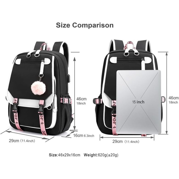 Шкільний рюкзак для дівчат з совою, Harry Magic, 7-15 класи, рожевий, 46 x 29 x 16 см