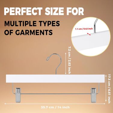 Набір дерев'яних вішалок для штанів та спідниць Quality Hangers, чорні, з регульованими затискачами та поворотним гачком (120 шт)