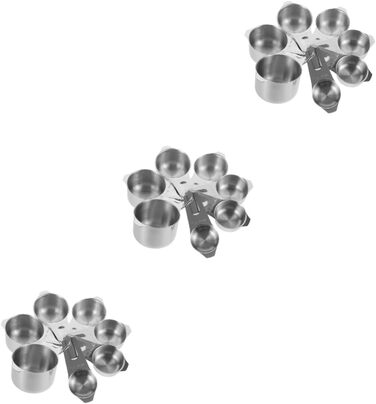 Ciieeo 3-Piece Baking Tool Set: Small Measuring Cup, Cooking Measuring Spoon, Measuring Cup for Baking, Teaspoon, Measuring Spoon, Dispenser, Latte Glasses, Collapsible Shot Glasses, Modern Stainless Steel, Silver