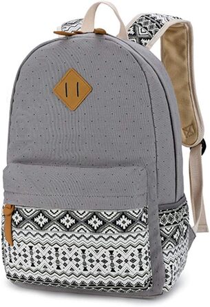 Стильний рюкзак для дівчат та жінок: полосатий вінтажний рюкзак з канвасу (сірий)