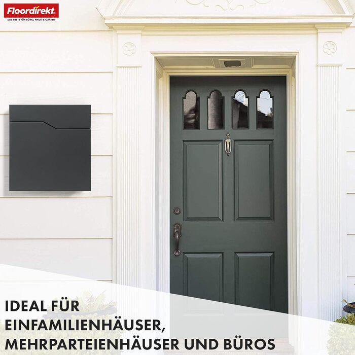 Поштовий ящик Floordirekt Jean Anthrazit сучасний з газетницею, кришкою та замком, антрацит