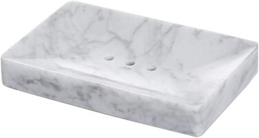 StonePlus Soap Dish/Face Sponge Holder/Bathroom Makeup Sponge Holder with Drain Hole (White Carrara)