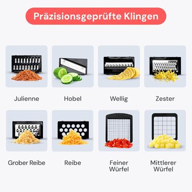 Многофункціональний овочевий слайсер-терка Mandoline 8-в-1 PRO чорного кольору: для овочів, фруктів, сиру, цибулі, огірків, картоплі