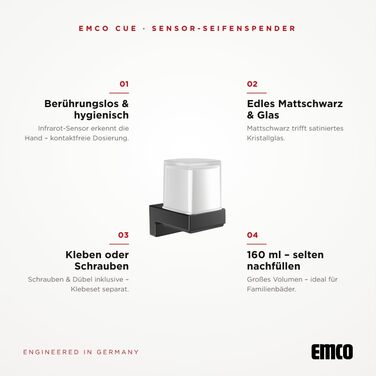 Тримач для туалетного паперу EMCO CUE настінний, металевий, чорний