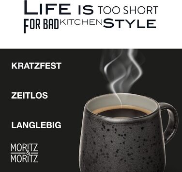 Набір чашок Moritz & Moritz SOLID UNI 6 персон сірий - Сучасний набір чашок з порцеляни - Можливе використання в мікрохвильовій печі та посудомийній машині - Чашки з ручкою для кави, чаю, гарячого шоколаду, капучино (6 шт.) сірий колір