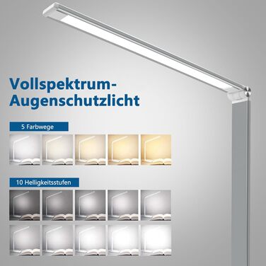 LED лампа настільна з димуванням, 5 кольорів та 10 рівнів яскравості, захист очей, USB-зарядка, для дітей, офісу, читання, модель #2