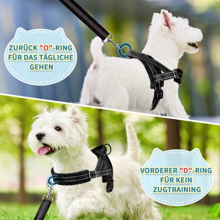 Шлейка для собак середнього та малого розміру з повідком, м'яка, не тягне, чорна, розмір S