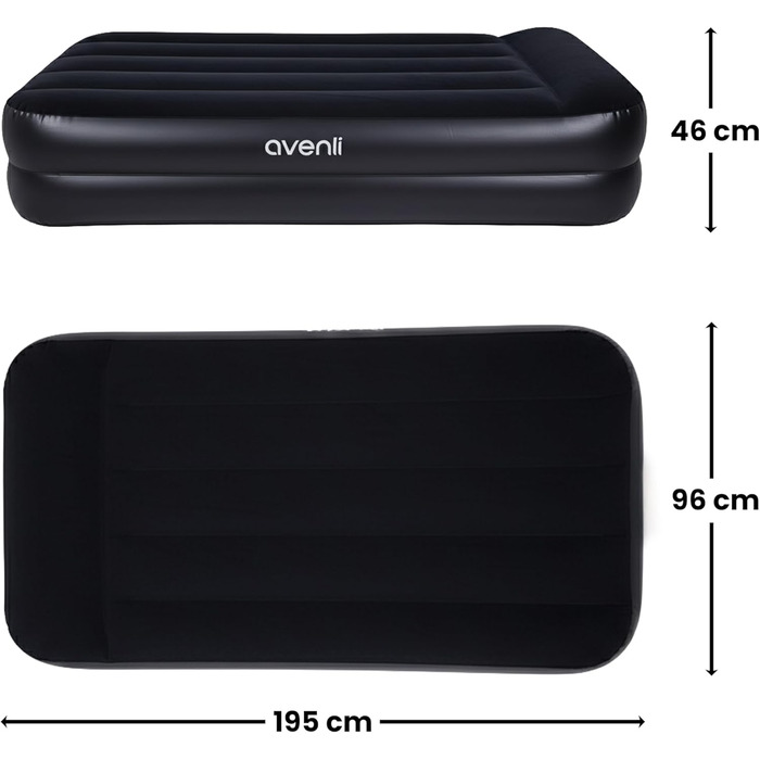 Надувний матрац Avenli для 1 особи з вбудованим насосом 195x96x46 см - самонадувний, флоксований, для кемпінгу та дому