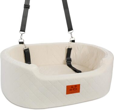 Dog Car Seat for Medium/Large Dogs (up to 25kg) or 2 Small Dogs - with Safety Leashes & Washable Cushion - Back Seat Cover