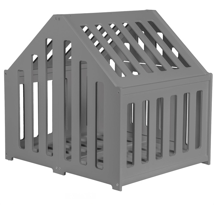 Будка для собак з дерева, клітка для собак, закривається, вольєр для собак, собачий будиночок, переноска для тварин, чорний колір (85 x 70 x 80 см), графіт