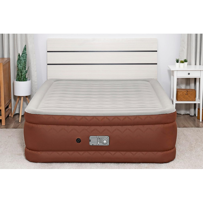 Повітряний матрац двопомісний Bestway AlwayzAire Fortech Comfort Choice+ з насосом, 203 x 152 x 51 см, навантаження 350 кг, USB-порти, нічник, сумка та ремкомплект
