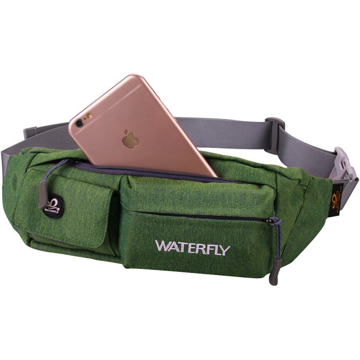 WATERFLY Поясна сумка на пояс для чоловіків та жінок: стильна сумка через плече для спорту, бігу, прогулянок з собакою, подорожей (Зелена)
