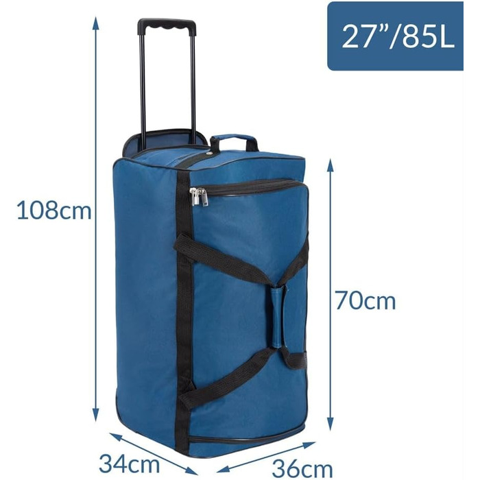Дорожня сумка на колесах MONZANA 85 л, телескопічна ручка, м'який чемодан XL 70x36x34 см