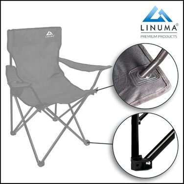 LINUMA® Складний стілець для риболовлі та відпочинку на природі - чорний, з підстаканником та сумкою для перенесення