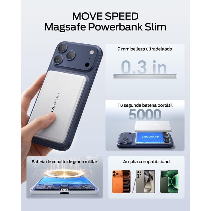 Power Bank Magsafe 5000mAh Slim (Білий перламутр) - Бездротовий магнітний акумулятор для iPhone та Samsung