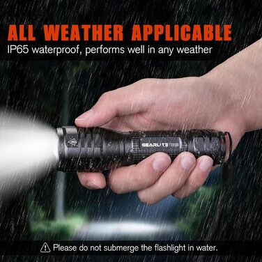LED ліхтарик Gearlite: 2 шт., 4000 люмен, водонепроникний, з зумом, для кемпінгу, туризму, надзвичайних ситуацій