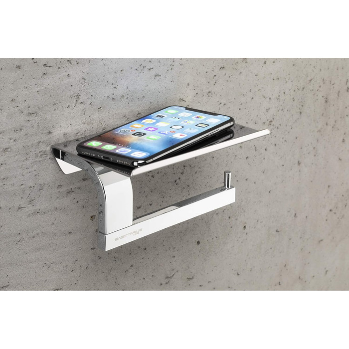 Stainless Steel Toilet Paper Holder with Shelf - Chrome Finish | Premium Toilet Paper Holder with Phone Storage | Bathroom Tissue Dispenser