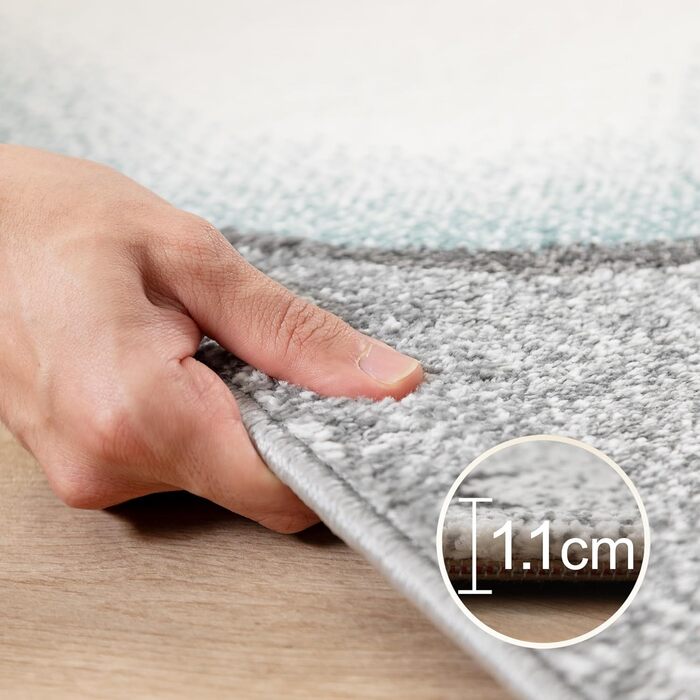 Дитячий килим круглий Elefant, короткий ворс, 120 см, блакитно-сірий. Килим в дитячу кімнату для дівчаток та хлопчиків, м'який, антиалергенний