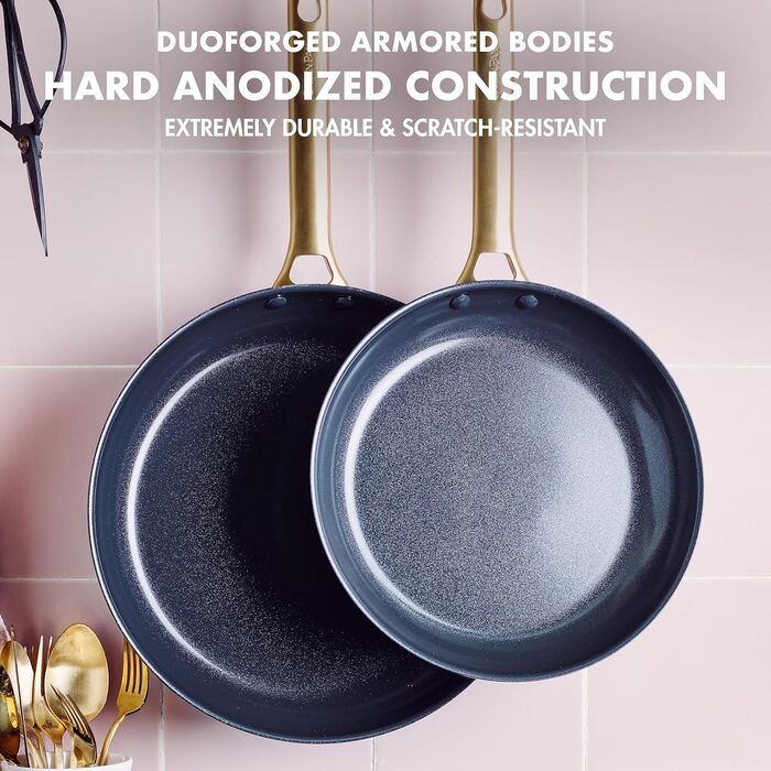 Набір сковорідок GreenPan Reserve: антипригарне покриття Ceramic, 20.3 см та 25.4 см, без PFAS, для плити та духовки, чорний