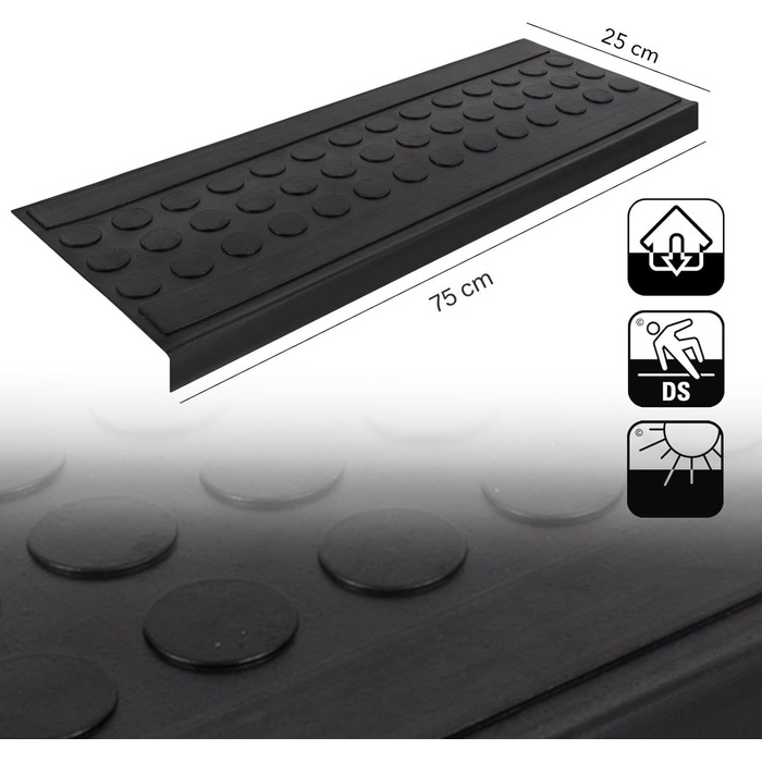 Rubber Threshold Mats with Beveled Edge - Non-Slip, Indoor/Outdoor - 5 Piece Set