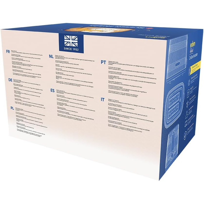 Тостер Russell Hobbs Eden: 2 відділення, 6 рівнів підсмажування, підйом, розморожування, підігрів, крихтозбірник, насадка для бургерів, чорний (27374-56)