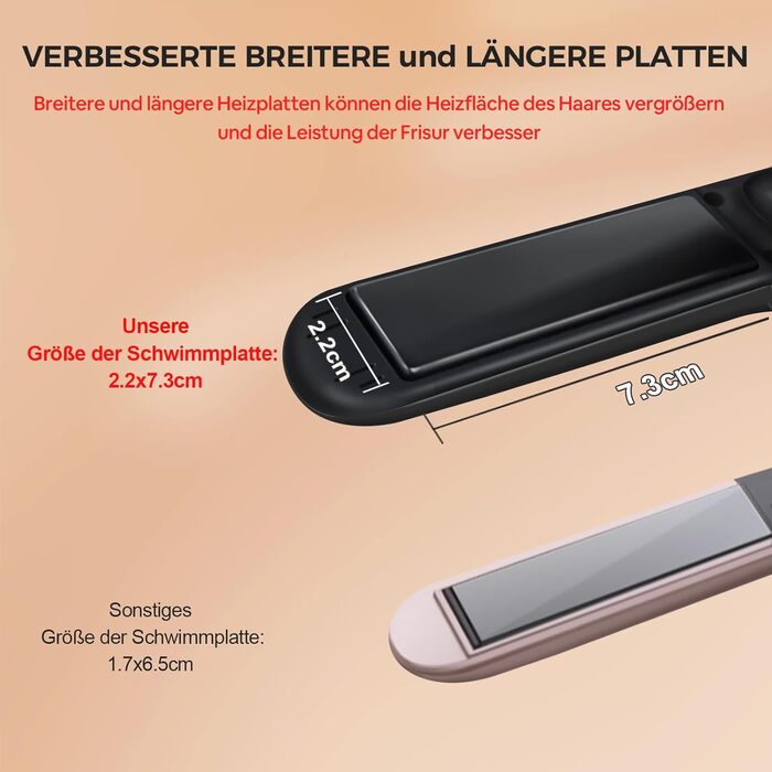 SUNMAY Voga: Бездротове праска для волосся 2-в-1 (праска та плойка), USB, 5000mAh, чорний
