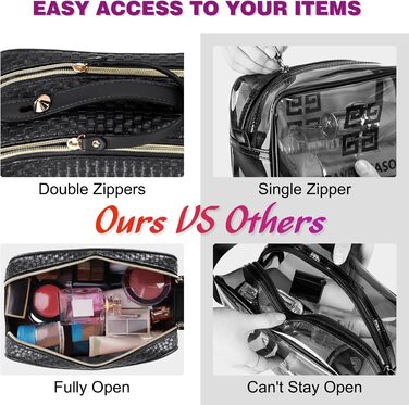 Косметичка NUBILY для подорожей: 2 шт. водовідштовхуваних культбагелів на блискавці (чорний)