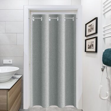 Штора для душу YISURE без гачків, льон вигляд, водонепроникна, 120x200 см, сіра. Текстильна штора для ванної кімнати, машинне прання