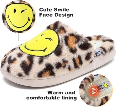 Сліпони Smileyworld® для дому: жіночі та чоловічі, з піною Memory Foam, теплі, плюшеві, зимові, рожеві, білі (Leopard, 42/43 EU)