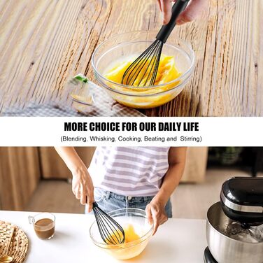 Набір силіконових вінчиків Schneebesen 2 шт. Чорний, для змішування, збивання, збивання та перемішування. Підходить для кухні, з нержавіючої сталі, з антипригарним покриттям.