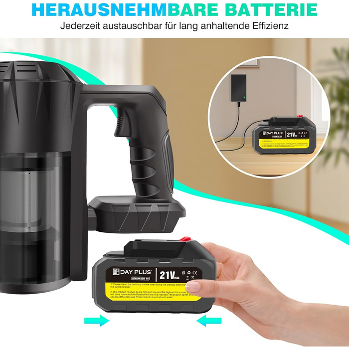 Бездротовий акумуляторний пилосос з антизаплутаною насадкою, фільтрація 99,999%, для будь-яких поверхонь, сірий колір, 2 акумулятори
