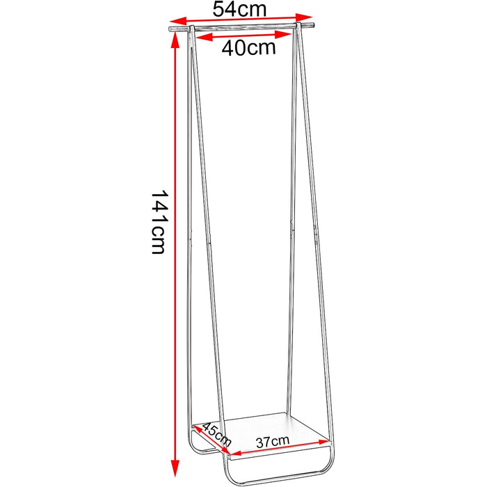 WOLTU Clothes Rack Black for Bedroom Wardrobe Clothes Rail Narrow Metal Clothes Rod with Metal Shelves approx. 54x45x141cm (WxDxH)